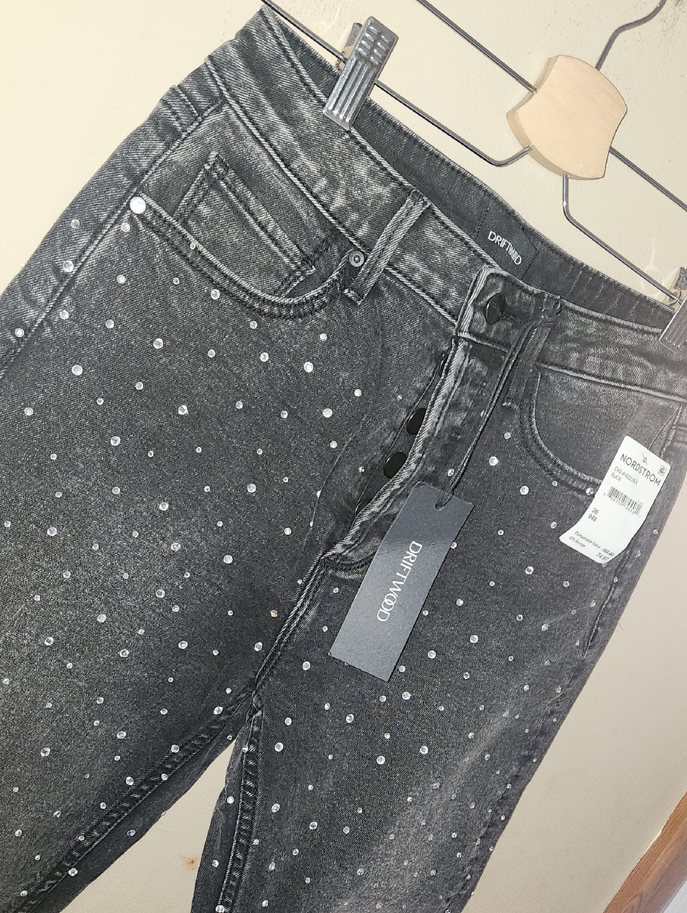 NWT DRIFTWOOD Royce‎ After Party High Waist Crystal Embellished Jeans Size 26 - Picture 4 of 15